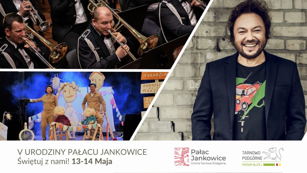 zdjęcia trzech grup artystycznych - teatr, wokalista, orkiestra dęta